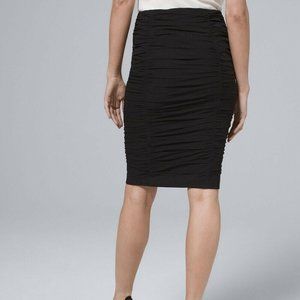 WHBM NWT Body Perfecting Black Ruched Mesh Pencil Skirt - Size 8